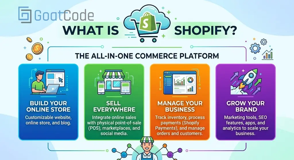 Shopify ecommerce platform dashboard and store setup
