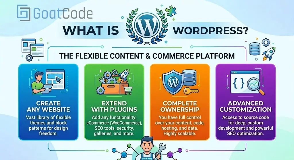 WordPress website dashboard and customization interface